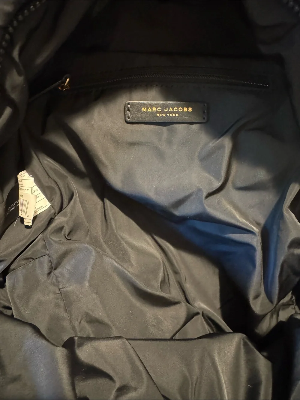 Marc Jacobs Black Quilted Nylon Backpack with Gold Plate